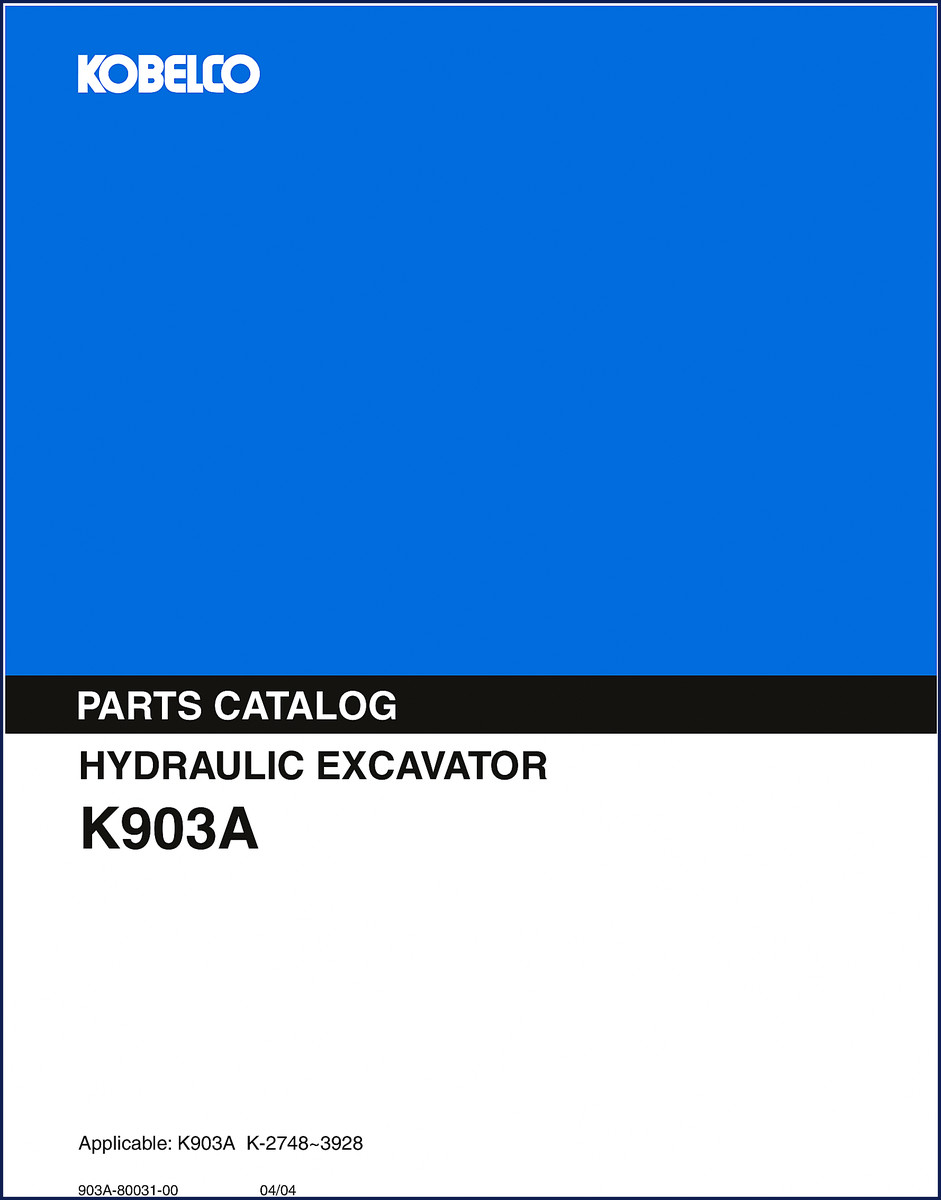 FIAT Kobelco K903A Parts Catalog cover page - 113 pages OEM factory manual