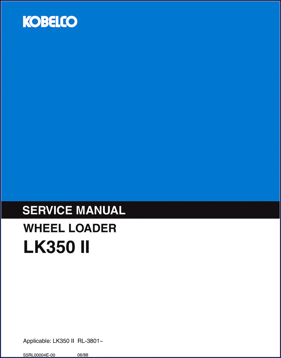 FIAT Kobelco LK350 II 1988 Service Manual cover showing wheel loader LK350 II service manual