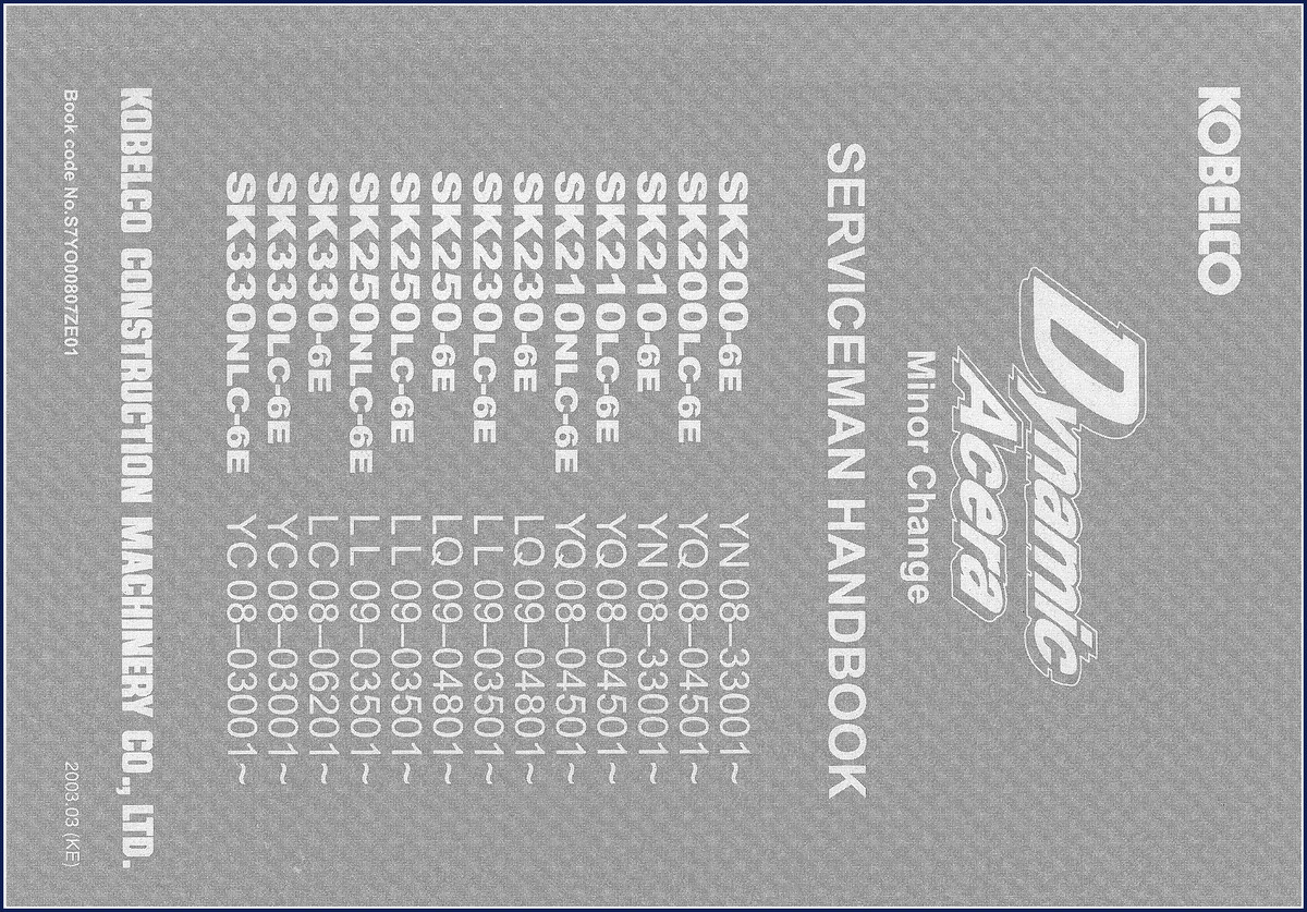 2003 FIAT Kobelco SK210LC-6E service manual cover - OEM factory handbook