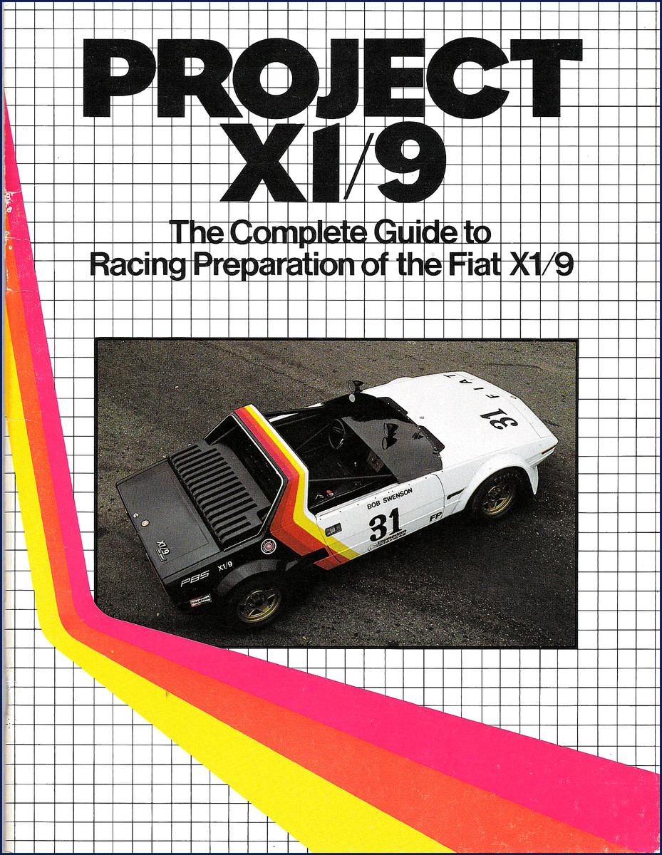 Fiat X1/9 technical manual cover showing racing preparation guide, 54 pages