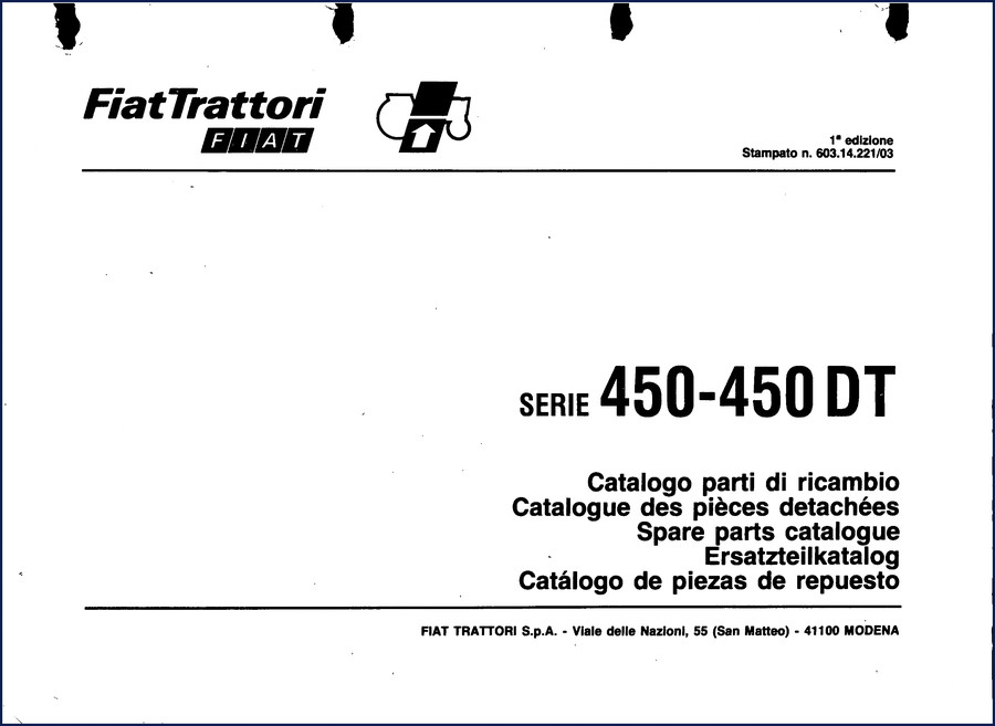 Fiatallis 450 DT Parts Catalog – 452-page OEM factory parts manual cover