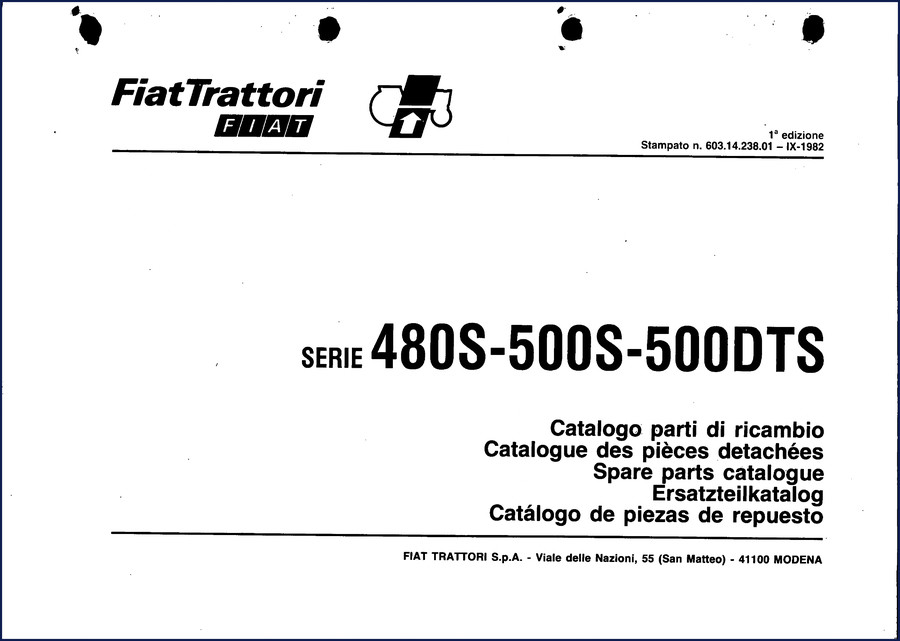 Fiatallis 500DTS parts catalog cover 1982 factory OEM manual