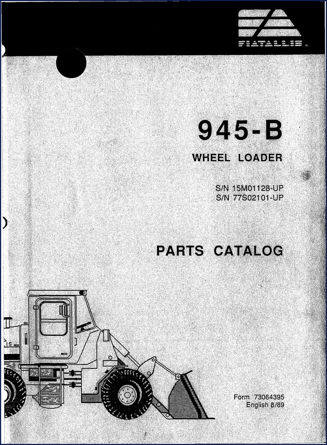 Fiatallis 945-B Wheel Loader Parts Catalog 1989 cover