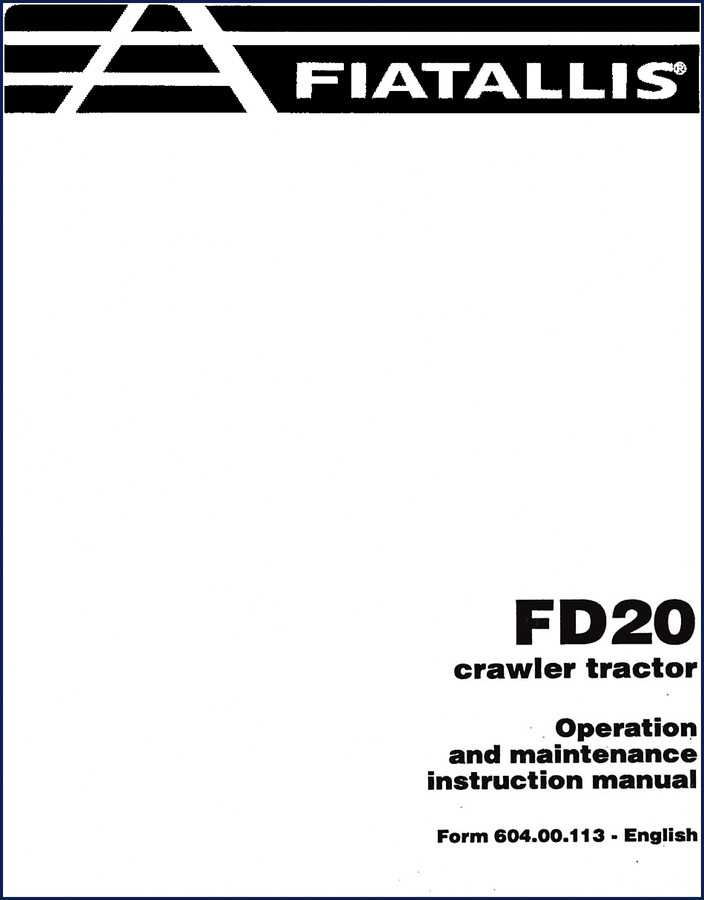 Fiatallis FD20 Operators Manual cover – factory OEM operation and maintenance guide