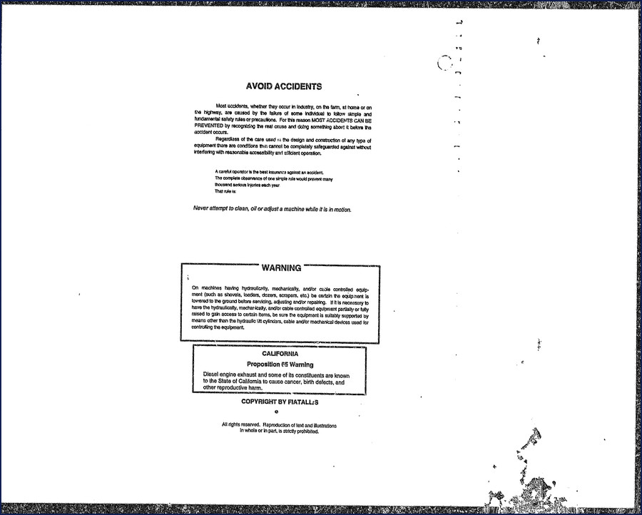 Fiatallis FG 85 R, FG 85 A, FG 105 R, FG 105 A 1997 Parts Catalog cover page