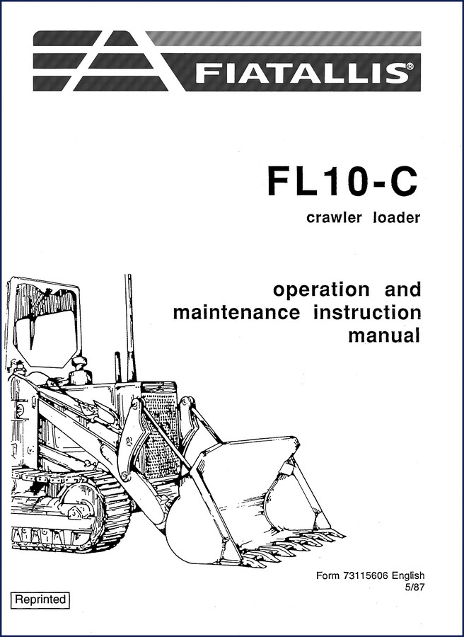 1987 Fiatallis FL10-C Crawler Loader Operators Manual cover