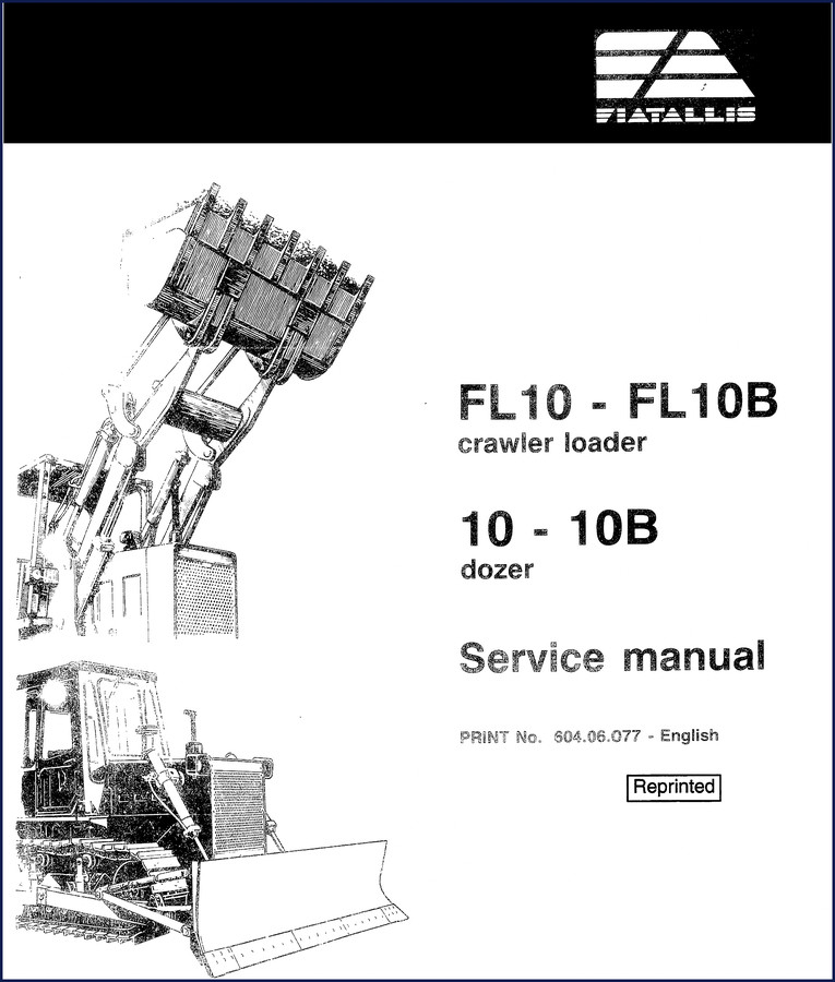 Fiatallis FL10B crawler loader dozer service manual cover – 371 page OEM manual