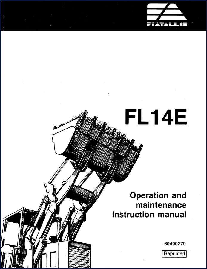 Fiatallis FL14E Operators Manual cover – factory operation and maintenance instruction manual