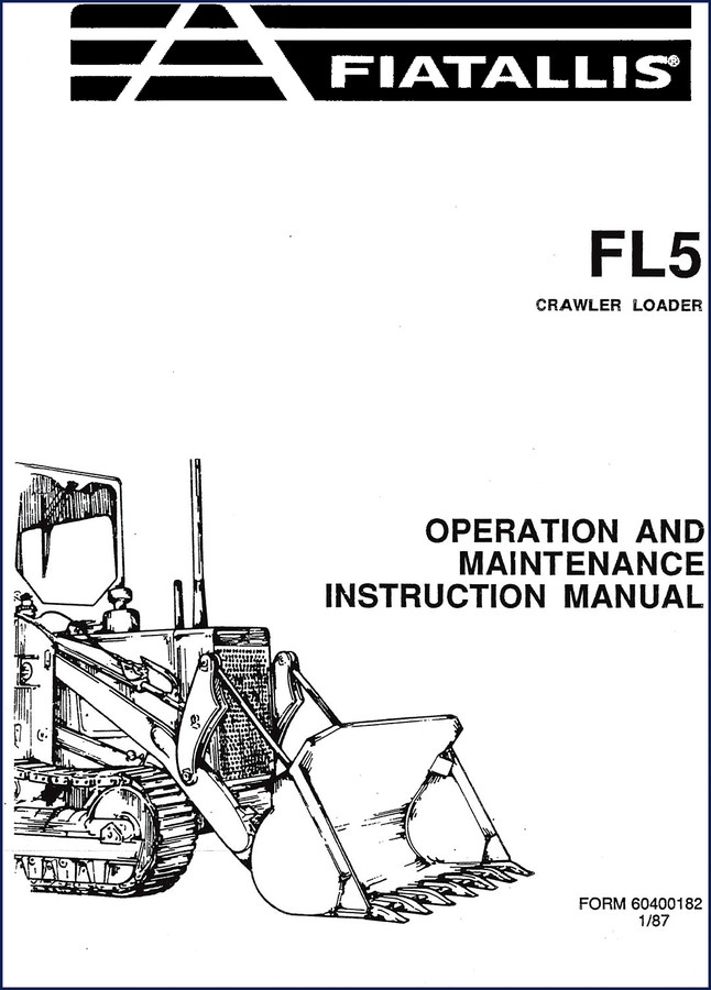 Fiatallis FL5 1987 operators manual cover - crawler loader OEM manual