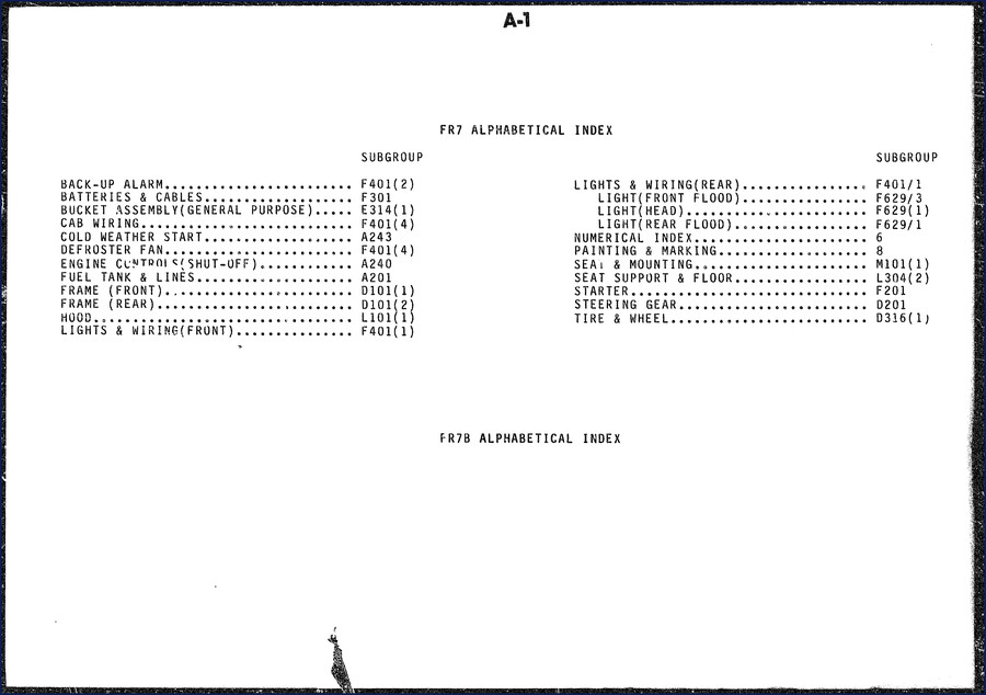 Fiatallis FR7B Parts Catalog cover - 56-page OEM factory parts index for wheel loader
