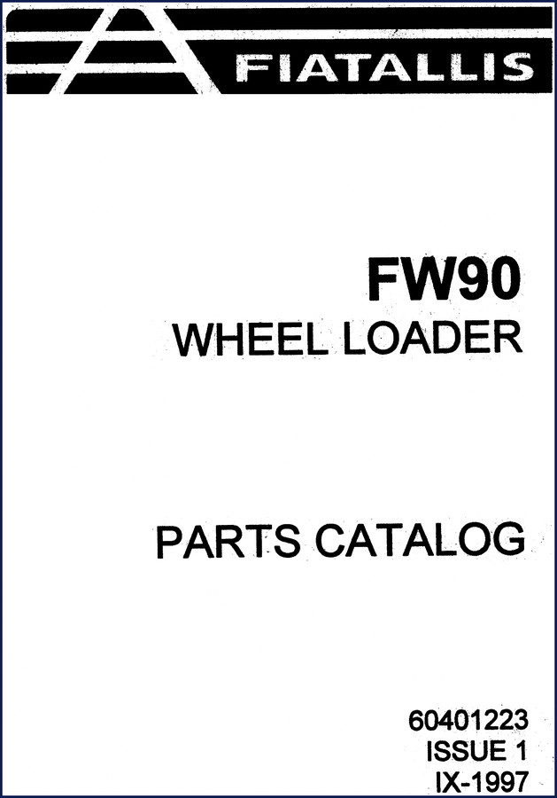 Fiatallis FW90 FW110 FW130 1997 User Manual cover showing wheel loader operation and maintenance instruction booklet