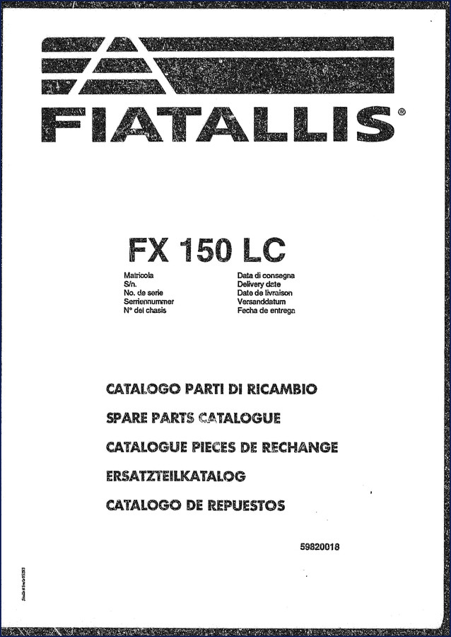 Fiatallis FX 150 LC Parts Catalog cover – factory OEM document