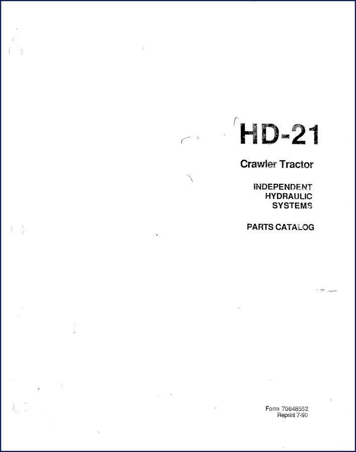 Fiatallis HD-21 1990 Parts Catalog cover - official factory OEM parts manual for crawler tractor