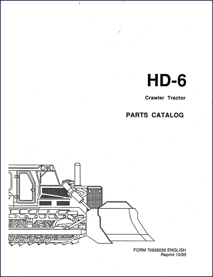 Fiatallis HD-6 1990 Parts Catalog cover showing crawler tractor diagram