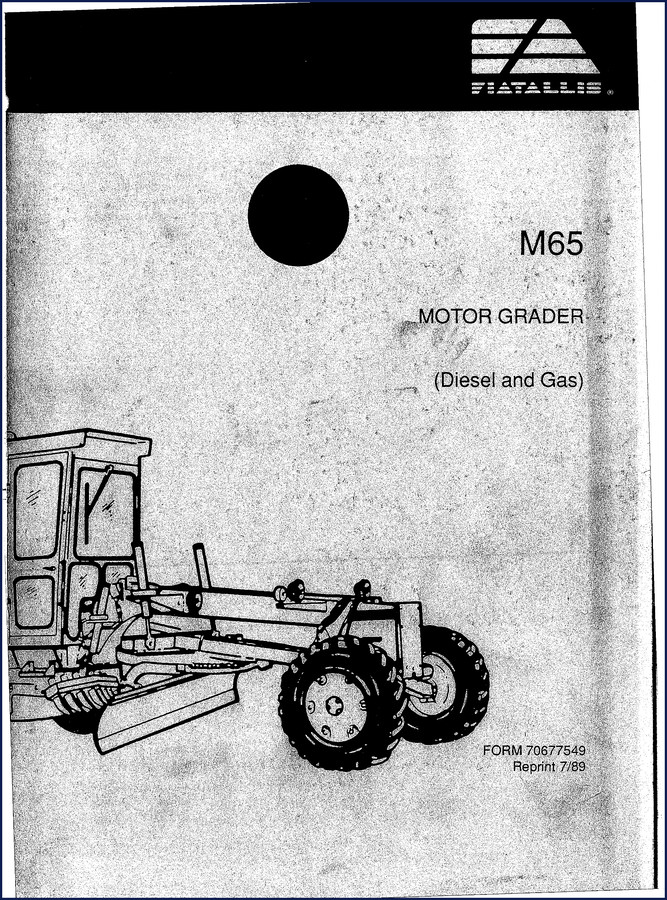 Fiatallis M65 Motor Grader 1989 Technical Manual supplement cover showing form 70677549