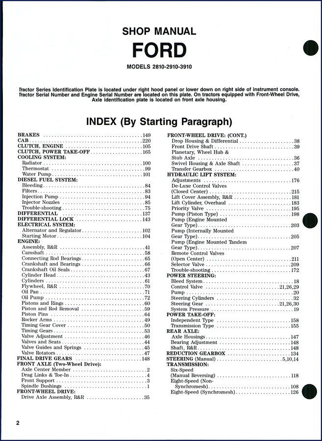 Ford 2810 2910 3910 workshop manual cover page OEM factory manual
