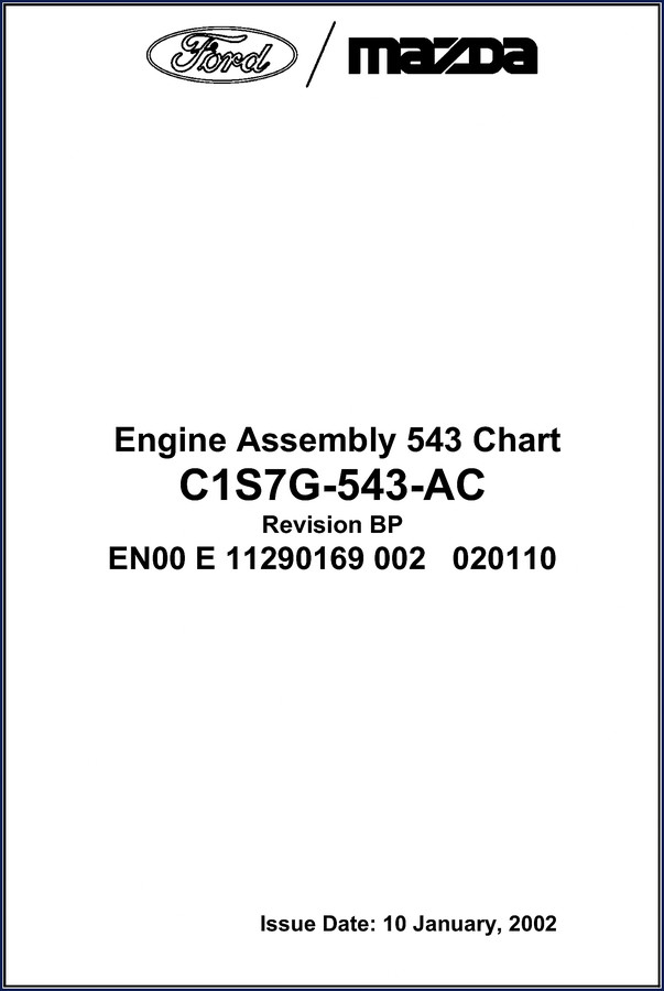 Ford 543 2002 Technical Manual cover showing engine assembly diagram