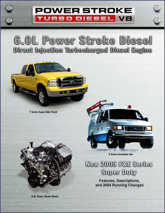 Ford 6.0L Technical Manual cover showing engine and fuel system diagrams for 2005 updates