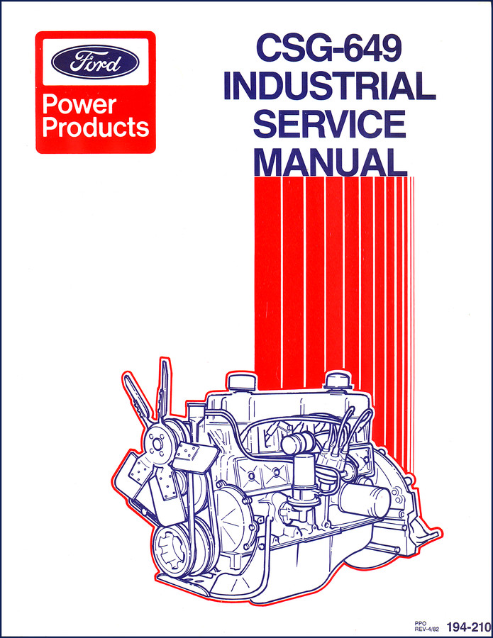 Ford CSG-649 1982 Service Manual front cover showing industrial engine diagram