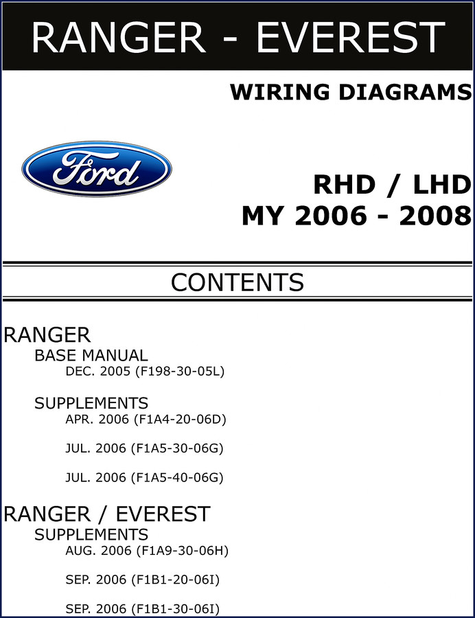 Ford Everest and Ranger 2006 wiring diagram factory manual cover