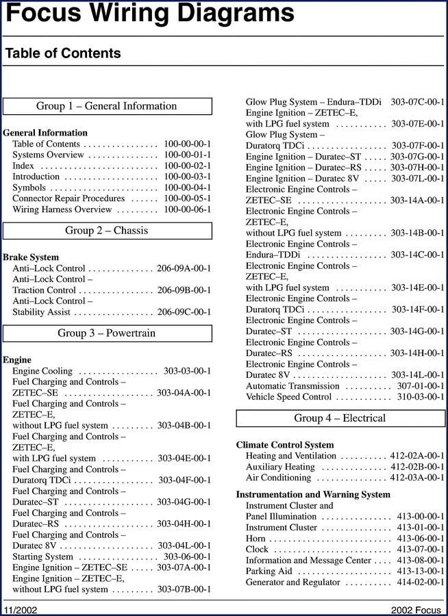 Ford Focus 2003 Service Manual cover - OEM factory shop manual for Focus with wiring diagrams and torque specs