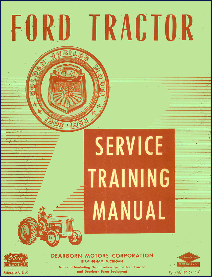 Ford Golden Jubilee 1953 Training Manual cover showing Ford tractor service training document