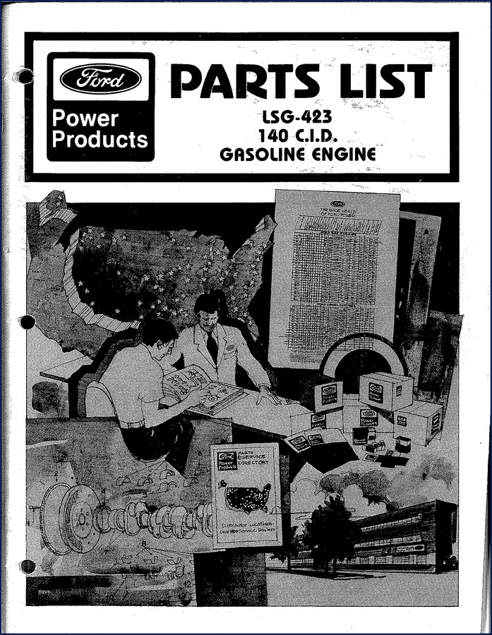 Ford LSG-423 Parts Catalog cover – 140 CID gasoline engine parts catalog, 183 pages
