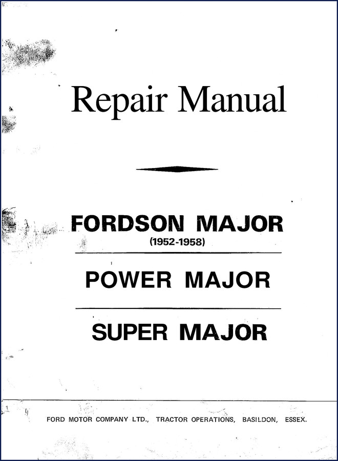 1952-1958 Fordson Major Power Major Super Major Repair Manual cover page