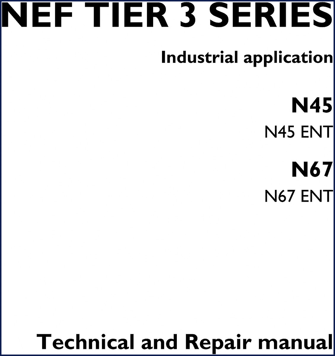 FPT N45 N67 N45 ENT N67 ENT technical manual cover - factory repair documentation
