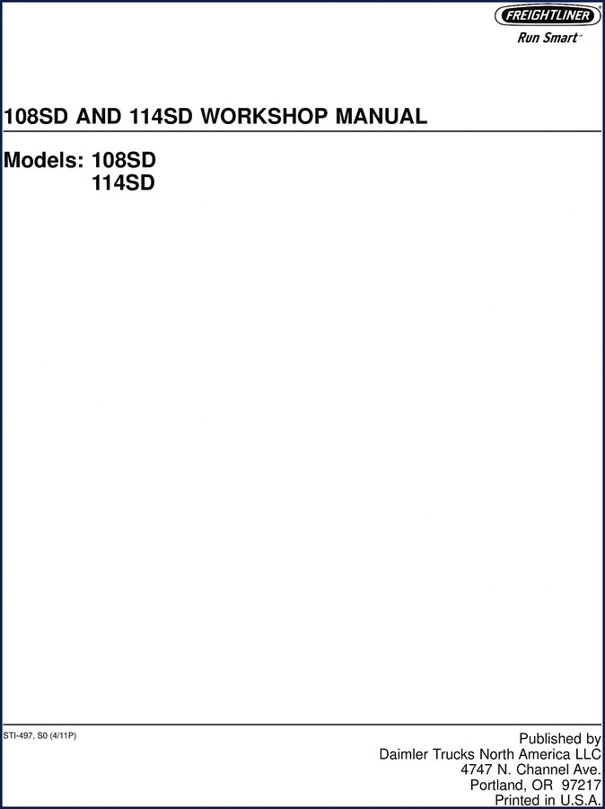 Freightliner 108SD 114SD 2011 Workshop Manual - 1406 pages OEM factory service documentation