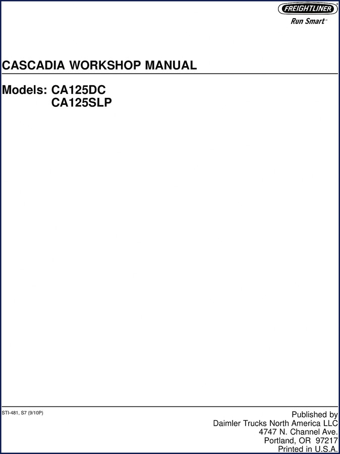 Freightliner CA125SLP Cascadia Workshop Manual cover - 1469 pages OEM factory document
