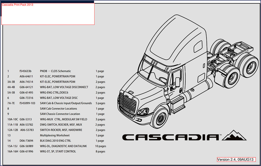 Freightliner Cascadia 2013 Wiring Diagram factory OEM schematic 44 pages