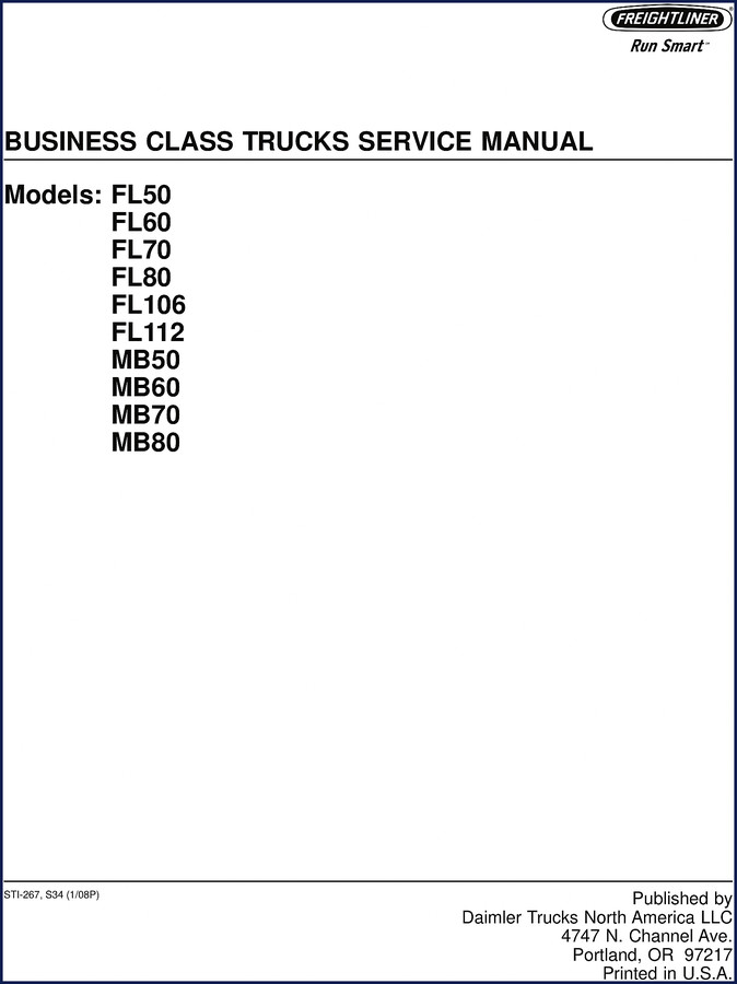 Freightliner FL106 2008 Service Manual – factory OEM manual cover