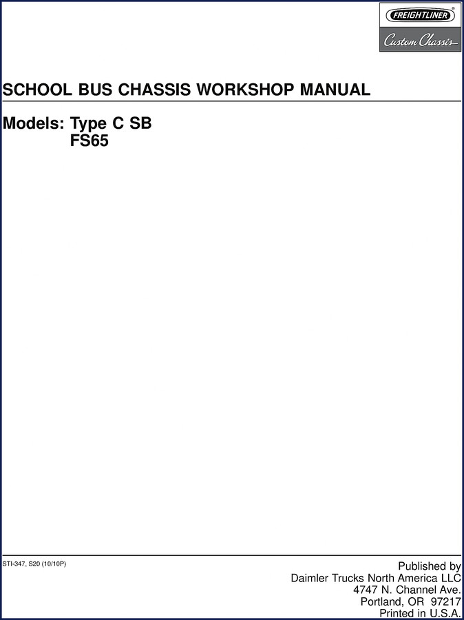 Freightliner FS65 Workshop Manual cover - 1158 pages, OEM factory service manual for school bus chassis