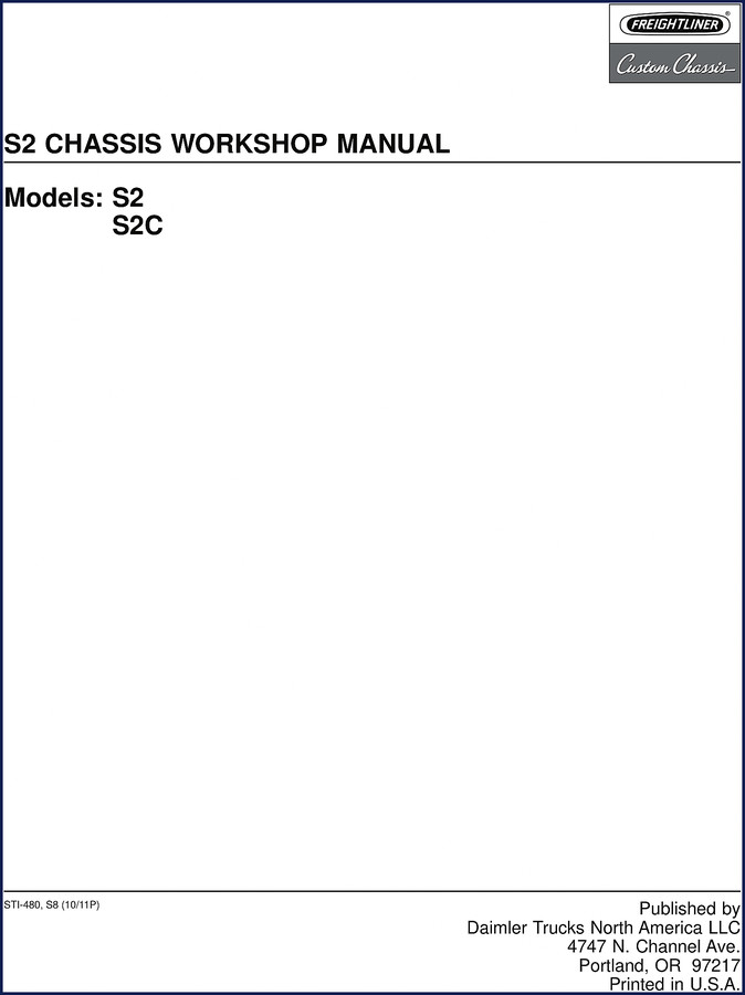 Freightliner S8 Workshop Manual cover showing model years and document type