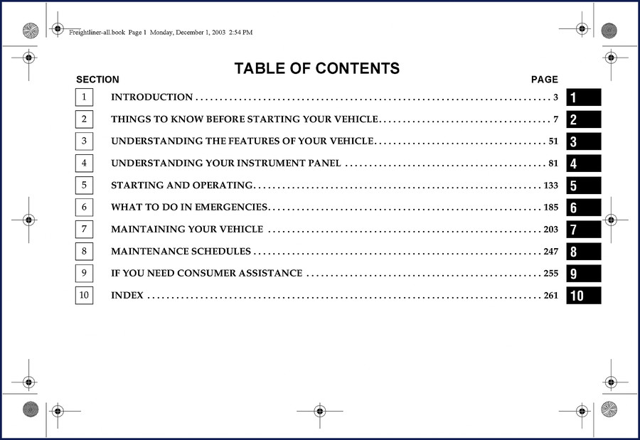 Freightliner Sprinter 2003 User Manual – OEM factory document cover showing vehicle diagram and model year