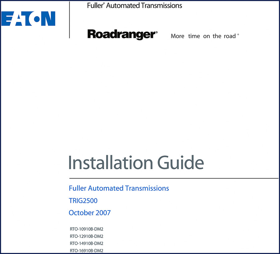 Fuller RTO-16910B-DM2 2007 Installation Manual cover