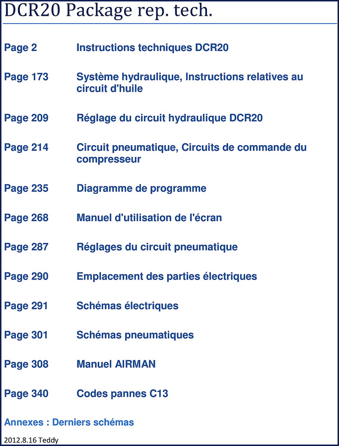 Furukawa Unic DCR20 2012 Technical Manual cover with hydraulic circuit diagram