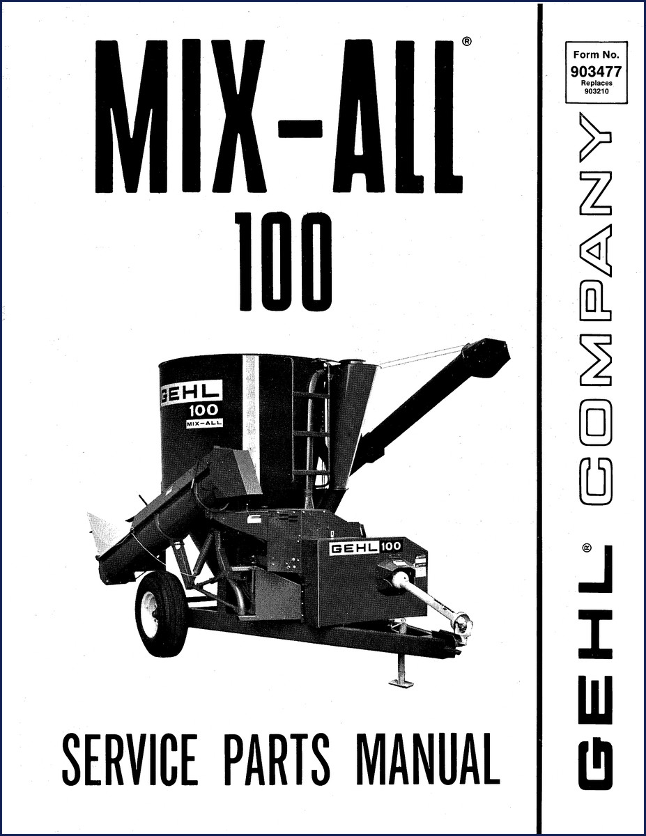 GEHL 100 Mix-All Parts Catalog cover - OEM factory document