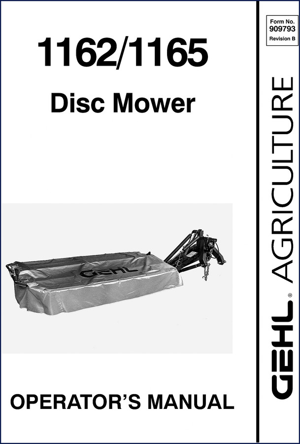 GEHL 1162 1165 Disc Mower Operators Manual cover page