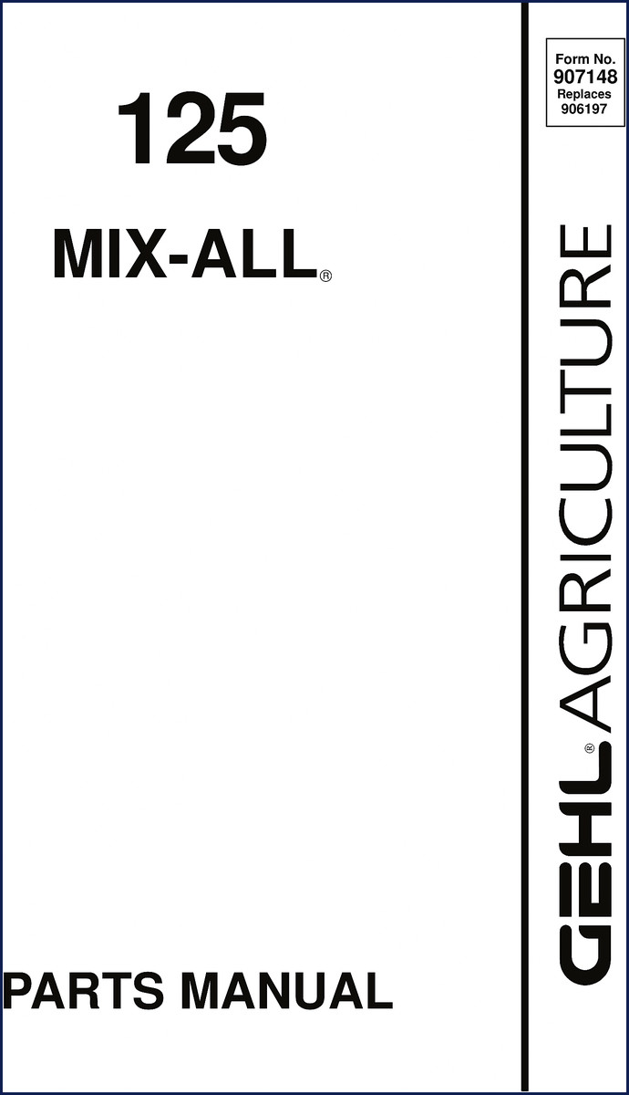 GEHL 125 Mix-All Parts Catalog – OEM factory manual cover