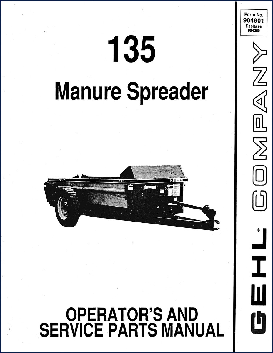 GEHL 135 Manure Spreader Parts Catalog – OEM factory manual cover