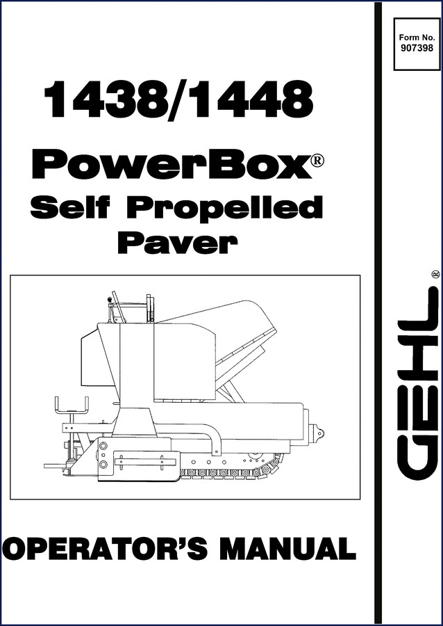GEHL 1438 1448 PowerBox Paver Operators Manual cover