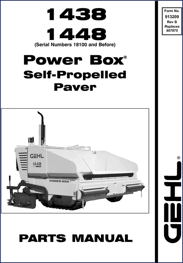 GEHL 1438, 1448 Parts Catalog cover - factory OEM parts manual for Power Box pavers
