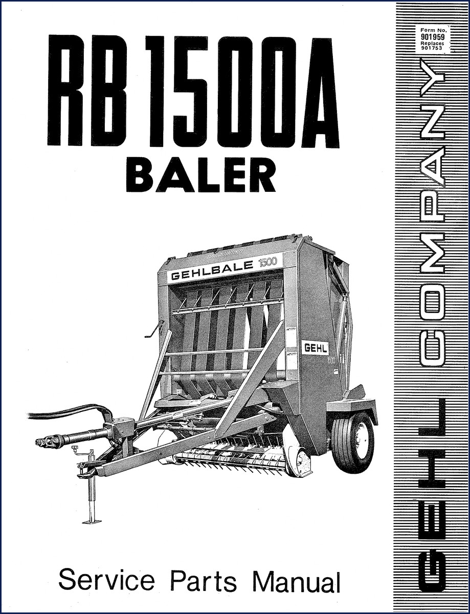 GEHL 1500 Parts Catalog for RB1500A Baler - 34 page OEM factory parts manual