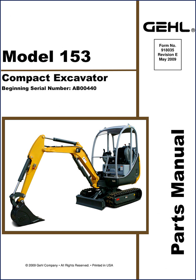 GEHL 153 2009 Parts Catalog cover for compact excavator