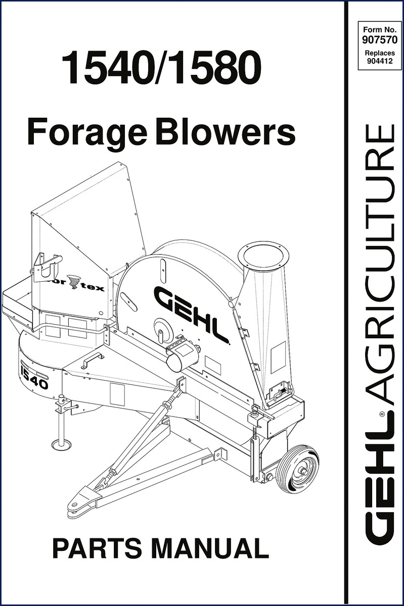 GEHL 1540 and 1580 Forage Blowers Original OEM Parts Catalog cover page