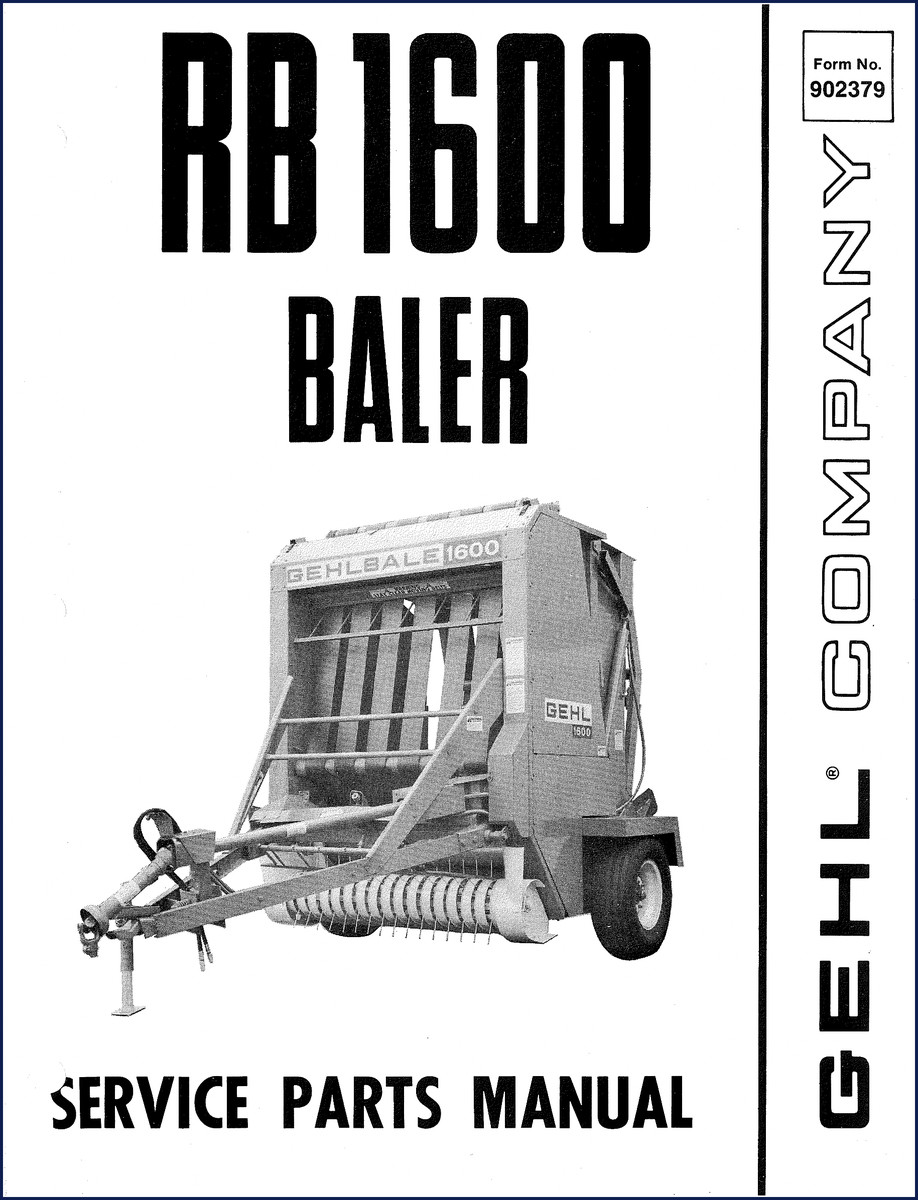 GEHL 1600 RB1600 baler parts catalog front cover