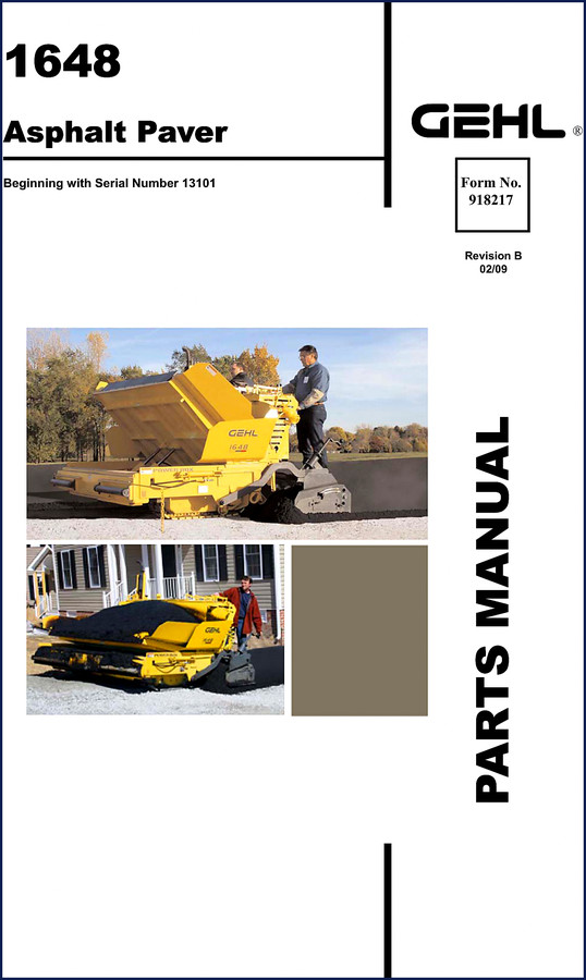 GEHL 1648 2009 Parts Catalog cover showing asphalt paver