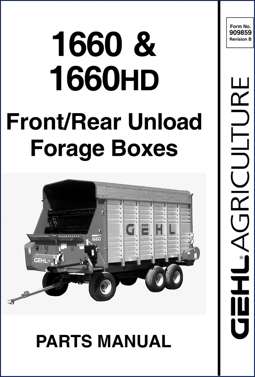 GEHL 1660 and 1660HD Forage Box parts catalog cover
